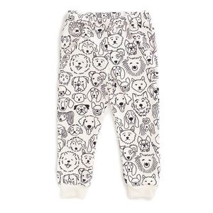 Cream and Black 100% organic French terry dog sweatpants 12 mo.